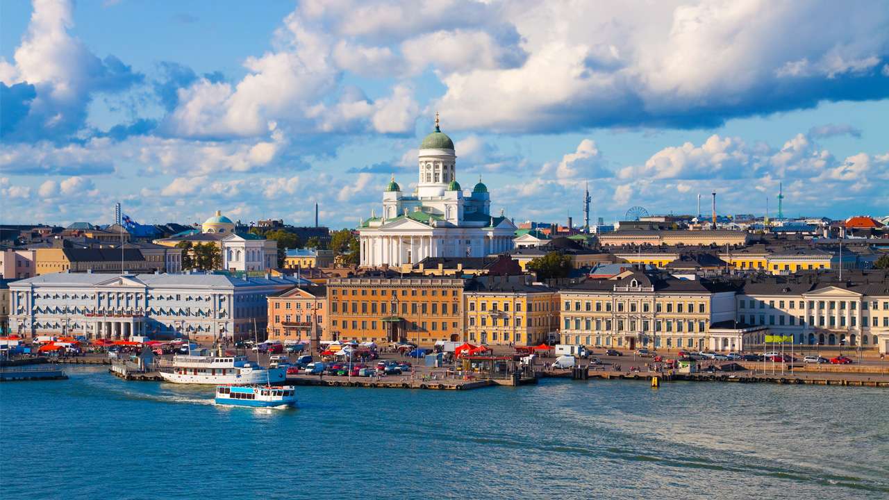 Helsinki Helsingfors seen from the waterfront