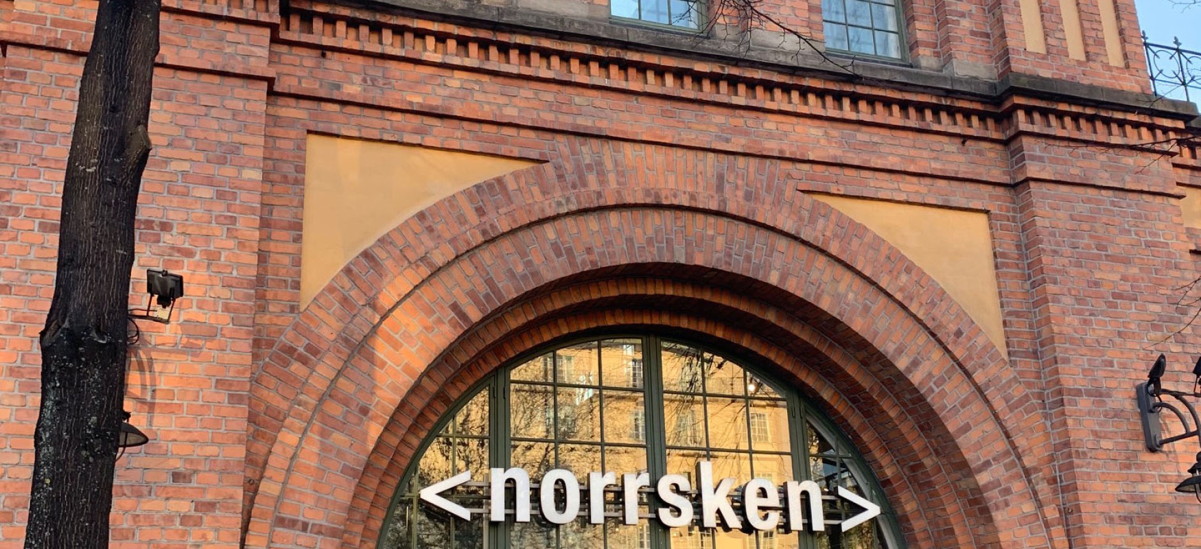 Norrsken House in Oslo, the logo on the front of the building.