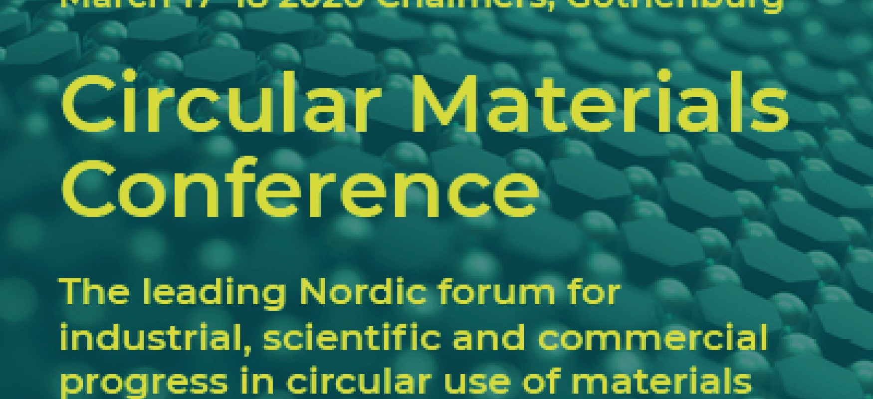 Circular Materials Conference banner. Title written on dotted background, 2020