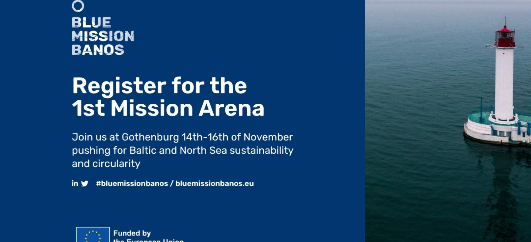 Banner for Blue Mission BANOS event in Gothenburg, Sweden