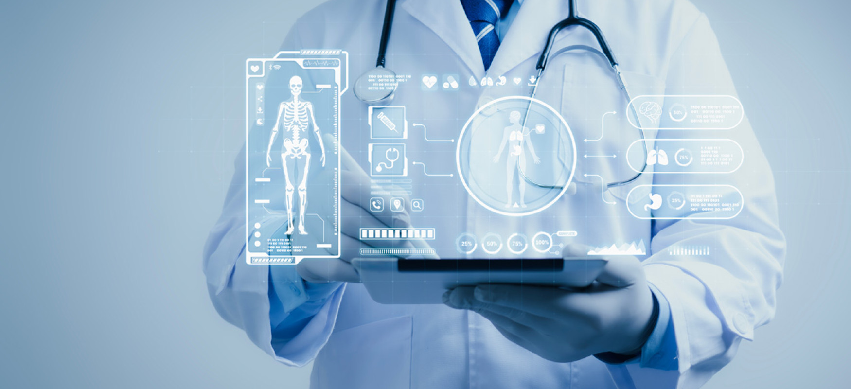 Illustration photo for health tech doctor with hologram