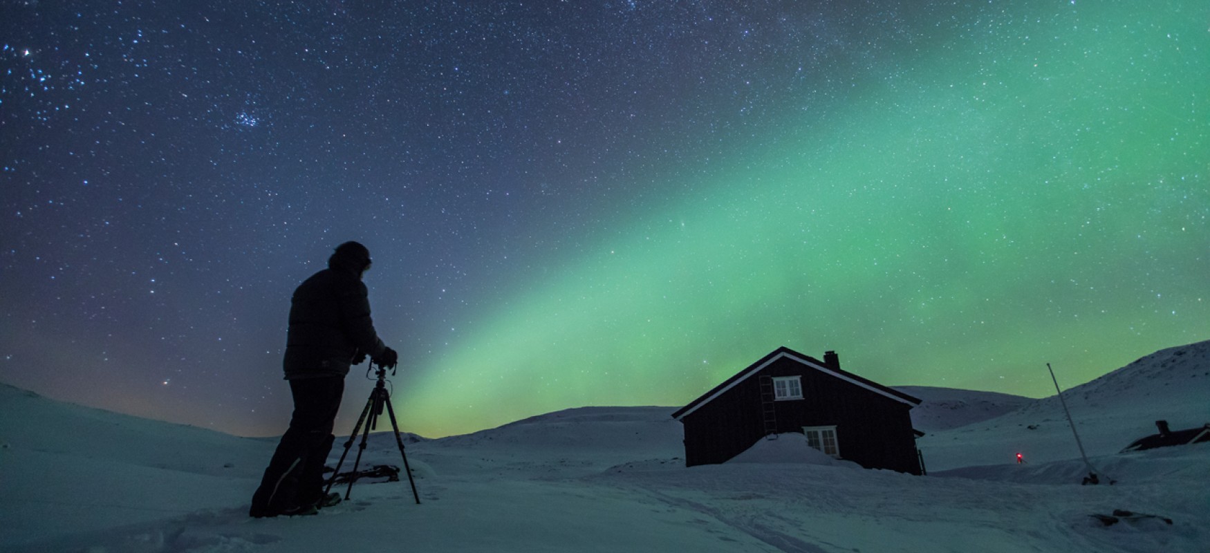 Northern lights at Reinheim cabin at Dovrefjell, Norway