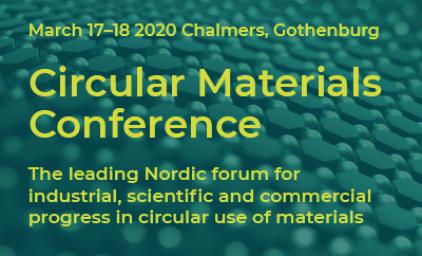 Circular Materials Conference banner. Title written on dotted background, 2020