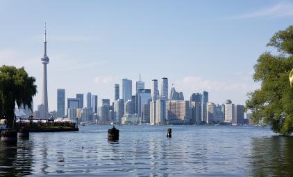 Toronto in Canada, skyline seen across the water.