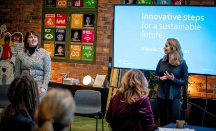 Nordic Innovation's Iiris Tarvonen and Niina Aagaard at COP25 in Copenhagen.