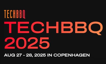 Tech BBQ logo. Red retters on black backround