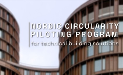 Nordic Circularity Pilot logo over blurry image of a city