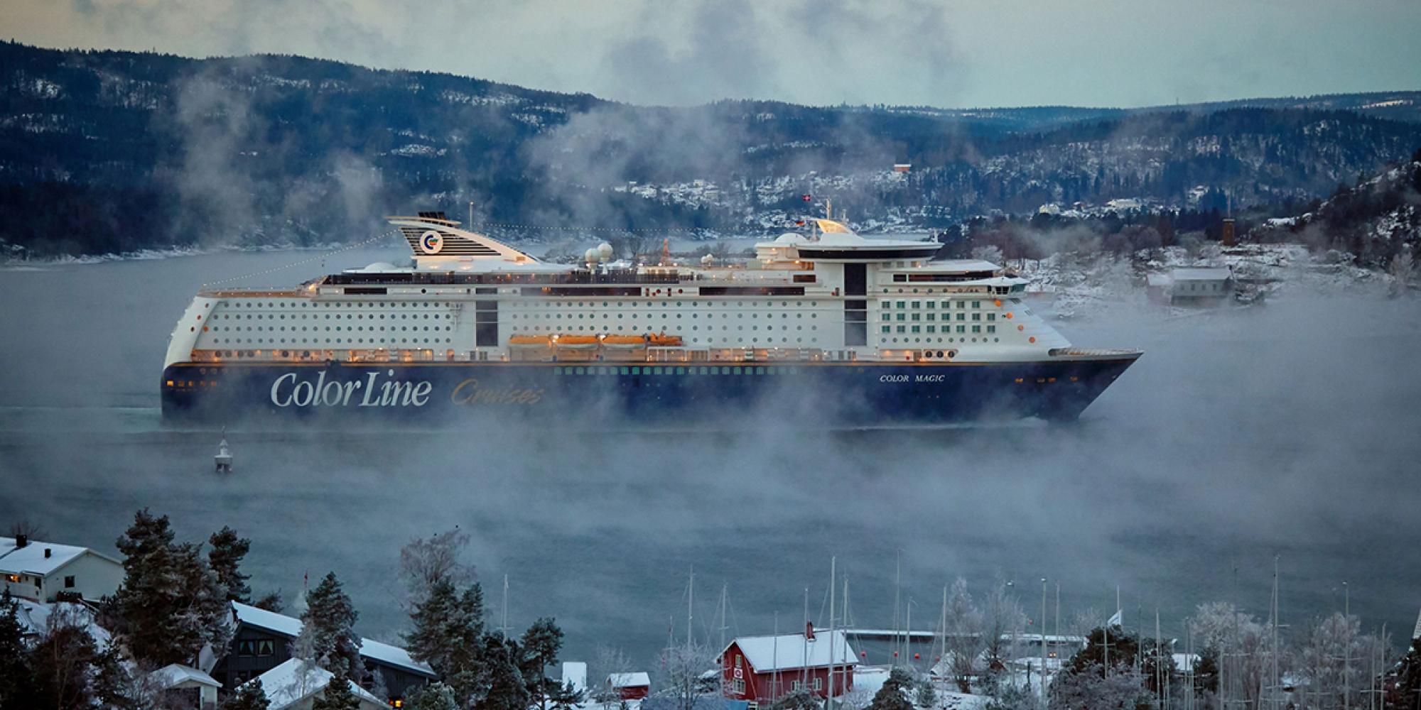 Passenger ship passing through Drøbakssundet in the Oslo fjord.