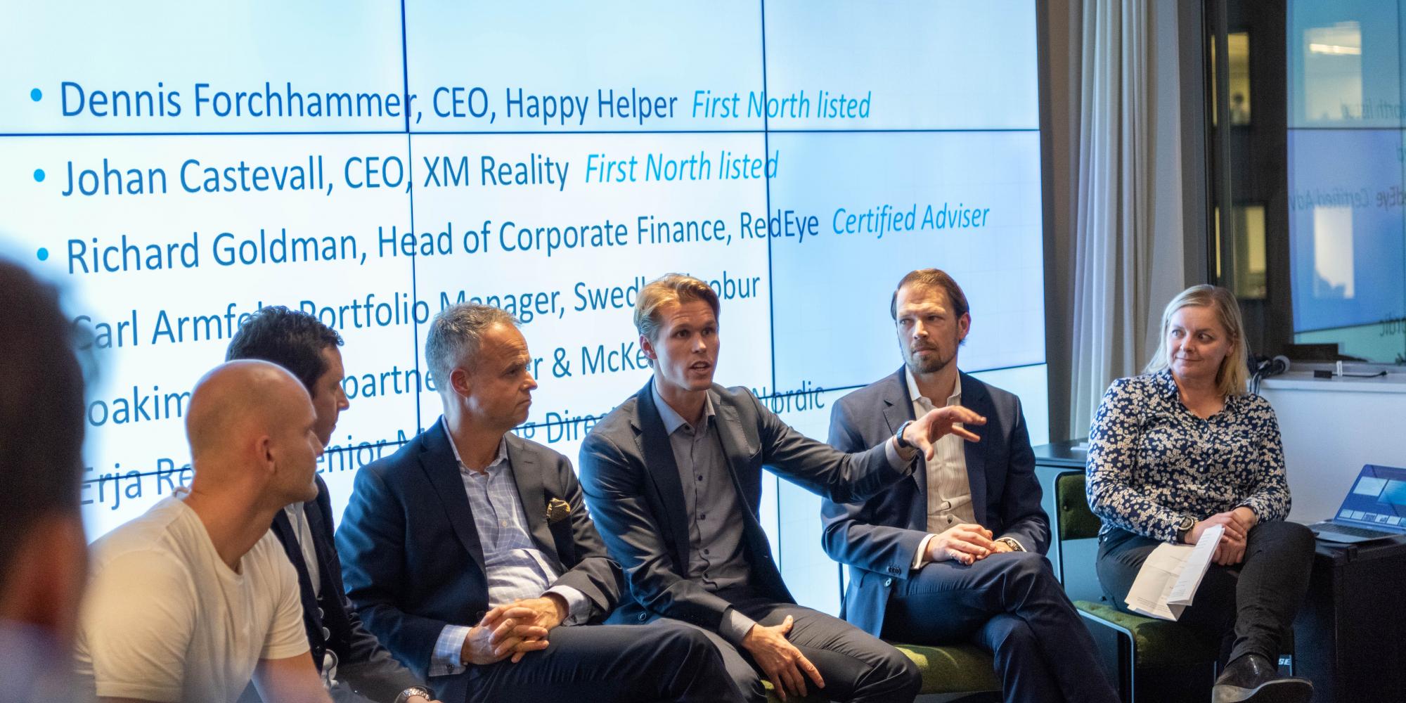 The panel of the Nordic IPO Clinic, moderated by Erja Retzén of Nasdaq Nordic (far right).