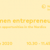 Text: Webinar. webinar: 16 June 2020.  Women entrepreneurs - Growth opportunities in the Nordics