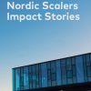 Frontpage: Nordic Scalers Impact Stories written on a picture of a buliding with clear skies in the background.