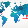 World map where the three Innovation houses are plotted in